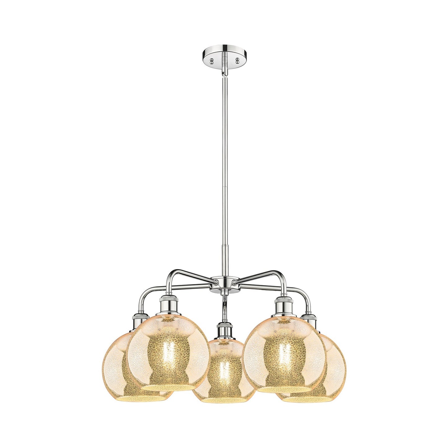 Innovations Athens 26in 5-Light Chandelier | Industrial Polished Chrome and Mercury Glass | Dining Room & Living Room | 26 x 26 | Model 516-5CR-PC-G128-8