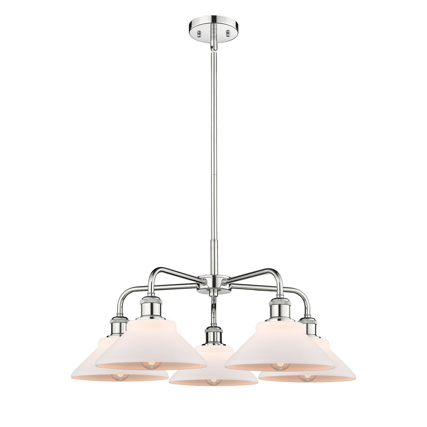 Innovations Orwell 26in 5-Light Chandelier | Industrial Polished Chrome and Matte White Glass | Kitchen Island & Dining Room | Model 516-5CR-PC-G131