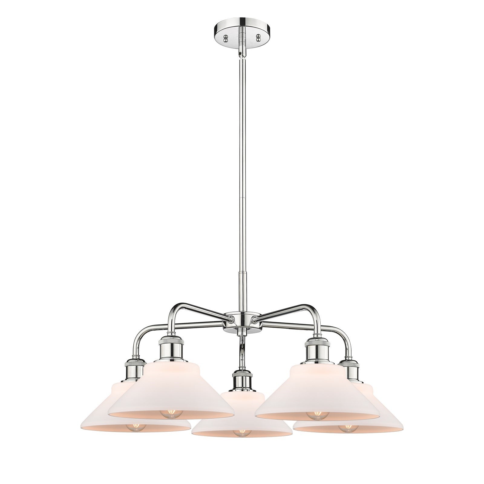 Innovations Orwell 26in 5-Light Chandelier | Industrial Polished Chrome and Matte White Glass | Kitchen Island & Dining Room | Model 516-5CR-PC-G131