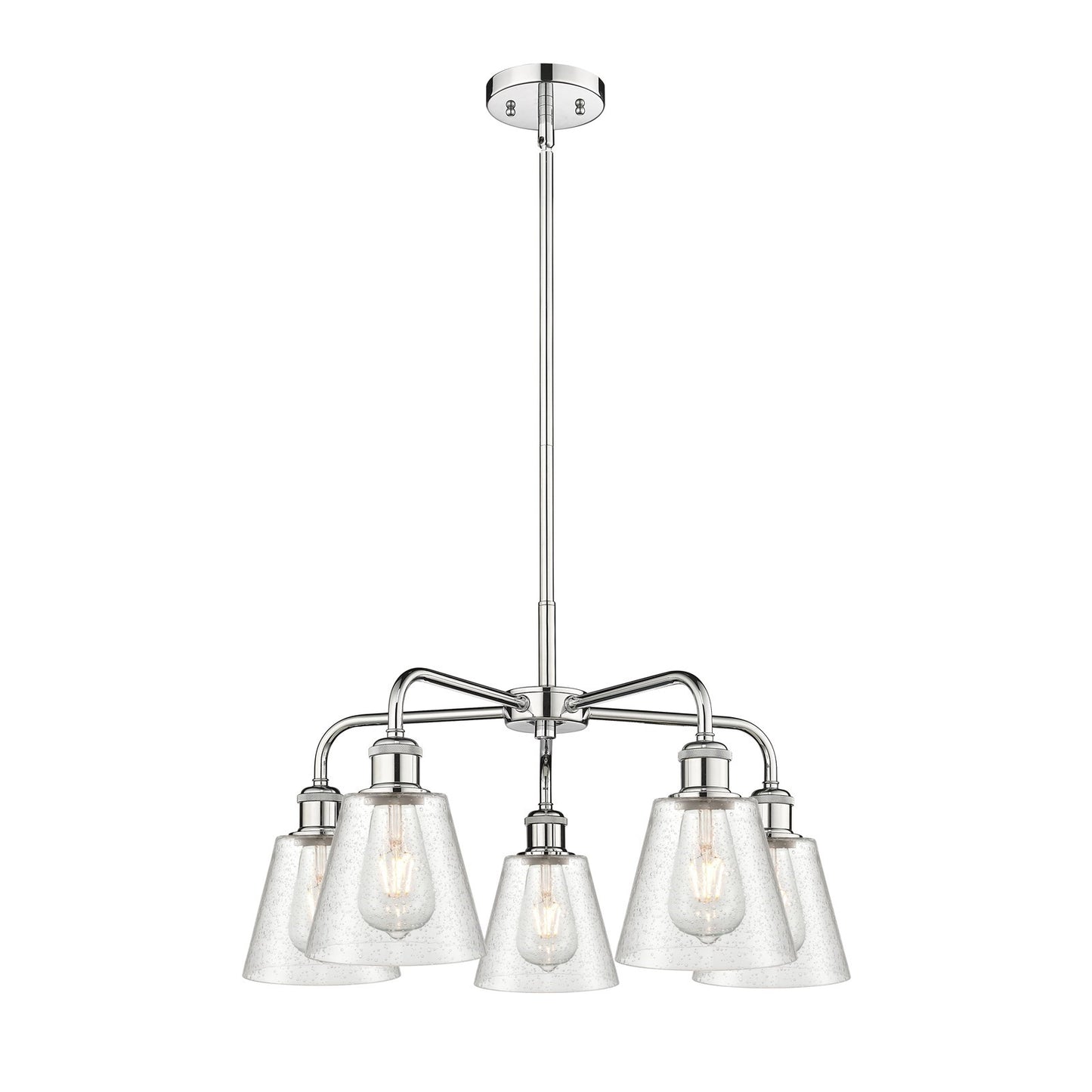 Innovations Caton 24.5in 5-Light Chandelier | Art Nouveau Polished Chrome and Frosted Glass | Dining Room & Living Room | 24.5 x | Model 516-5CR-PC-G454