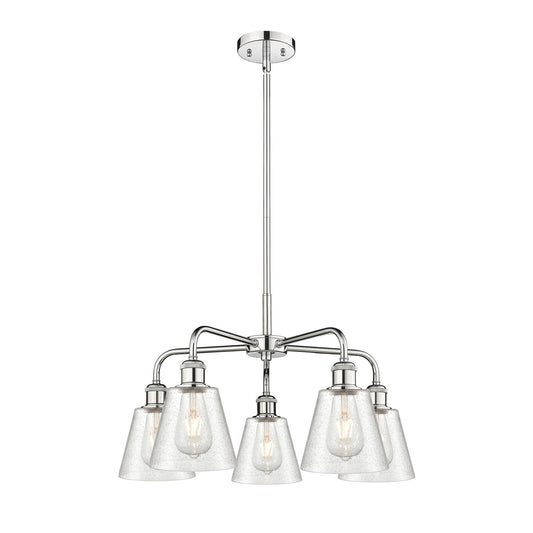Innovations Caton 24.5in 5-Light Chandelier | Art Nouveau Polished Chrome and Frosted Glass | Dining Room & Living Room | 24.5 x | Model 516-5CR-PC-G454