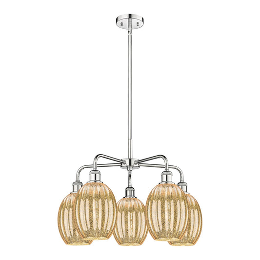 Innovations Preston Bulb 25in 5-Light Chandelier | Industrial Polished Chrome and Mercury Glass | Kitchen Island & Dining Room | Model 516-5CR-PC-G459-6ME