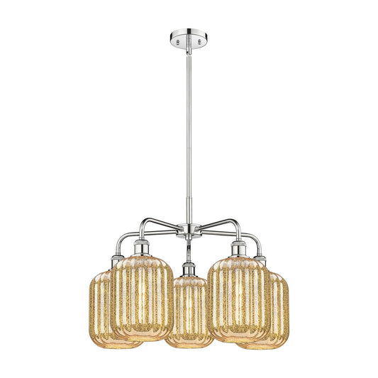 Innovations Preston Cylinder 25in 5-Light Chandelier | Industrial Polished Chrome and Mercury Glass | Dining Room & Living | Model 516-5CR-PC-G460-7ME