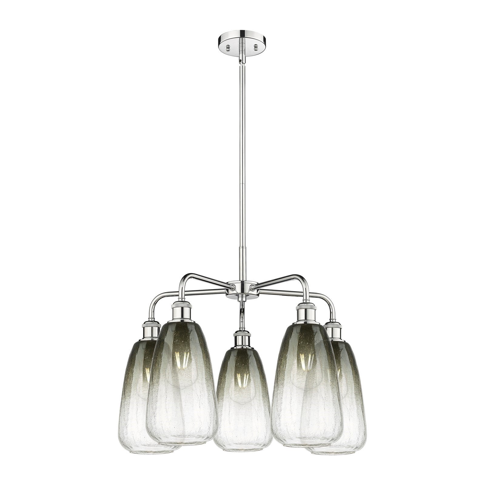 Innovations Brookhaven Almond 25in 5-Light Chandelier | Industrial Polished Chrome and Slate Glass | Kitchen Island & Dining | Model 516-5CR-PC-G480-6SL