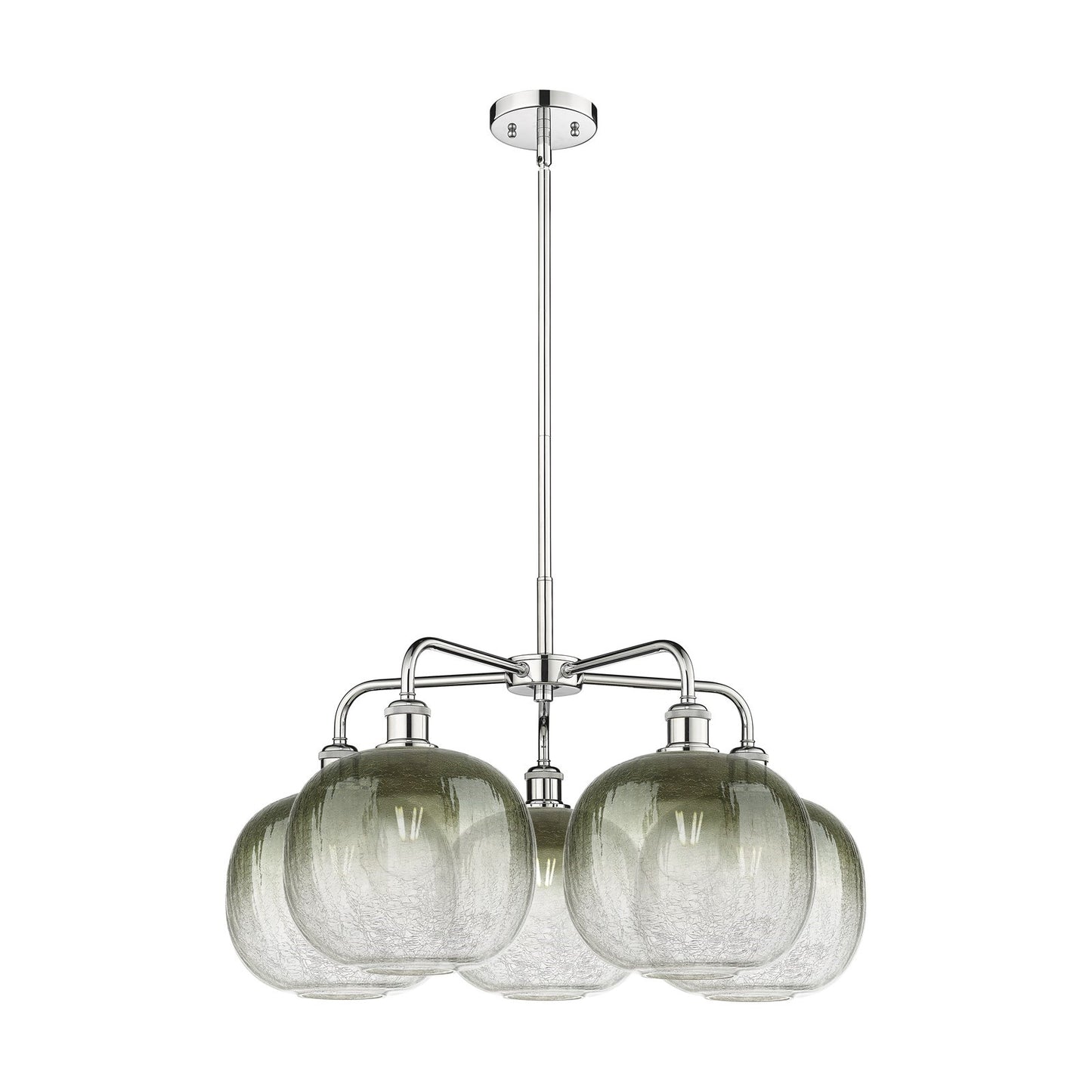 Innovations Brookhaven Sphere 29in 5-Light Chandelier | Industrial Polished Chrome Steel and Slate Glass | Kitchen Island & | Model 516-5CR-PC-G481-10SL