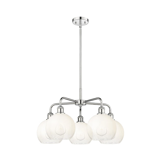 Innovations Brookhaven Globe 26in 5-Light Chandelier | Industrial Modern Polished Chrome and Opal Glass | Kitchen Island & | Model 516-5CR-PC-G483-8OP