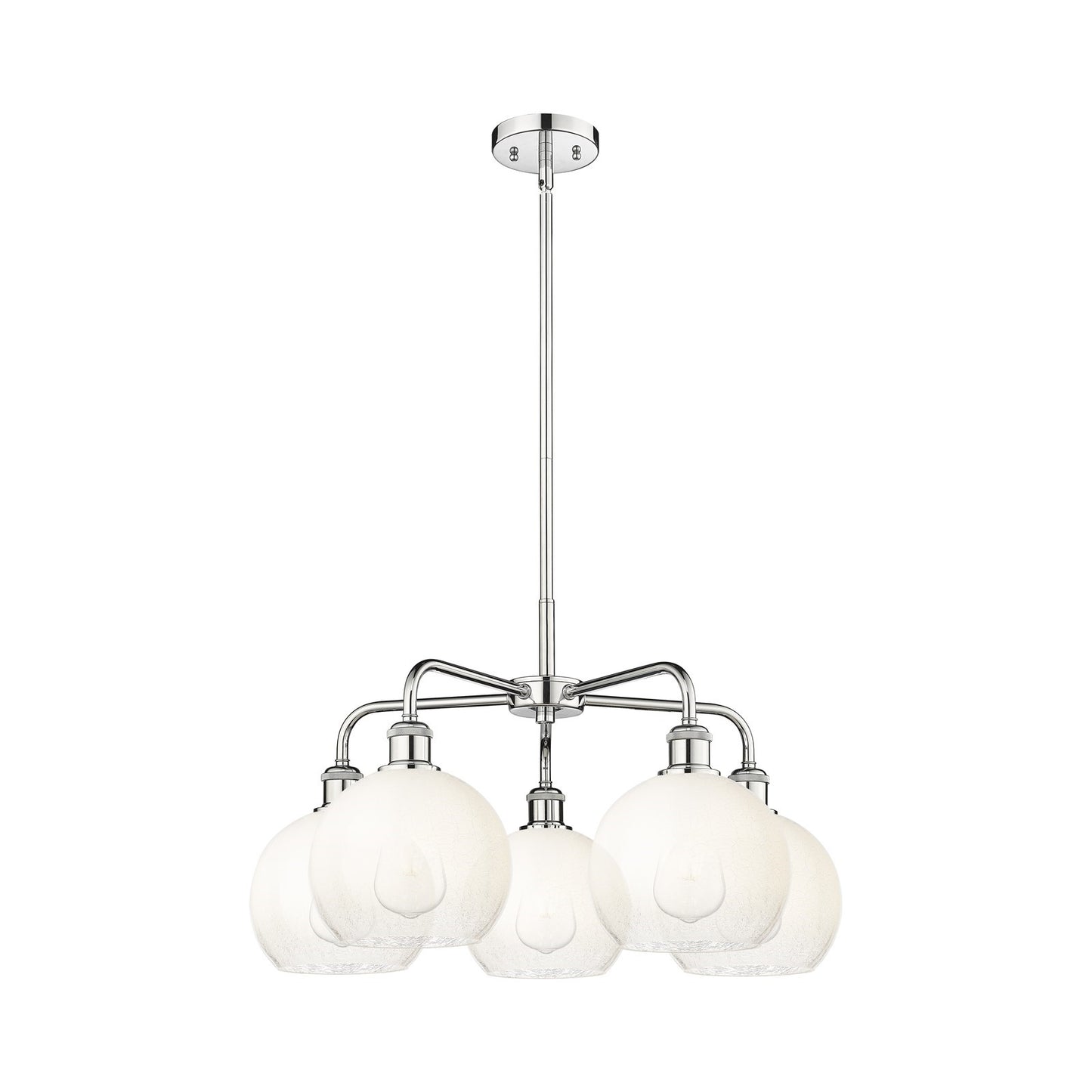 Innovations Brookhaven Globe 26in 5-Light Chandelier | Industrial Modern Polished Chrome and Opal Glass | Kitchen Island & | Model 516-5CR-PC-G483-8OP