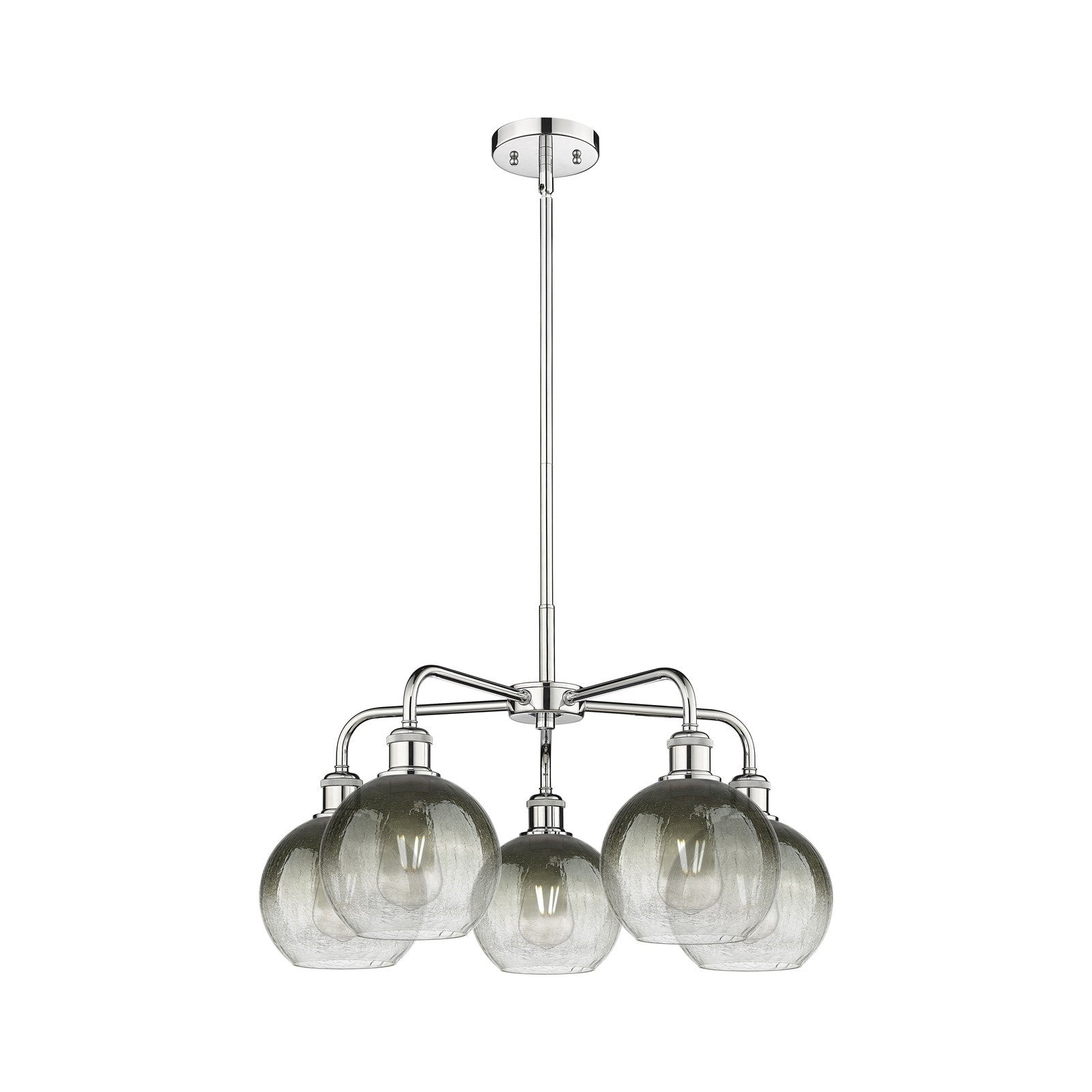 Innovations Brookhaven Globe 26in 5-Light Chandelier | Industrial Polished Chrome and Slate Glass | Dining Room & Living Room | Model 516-5CR-PC-G483-8SL