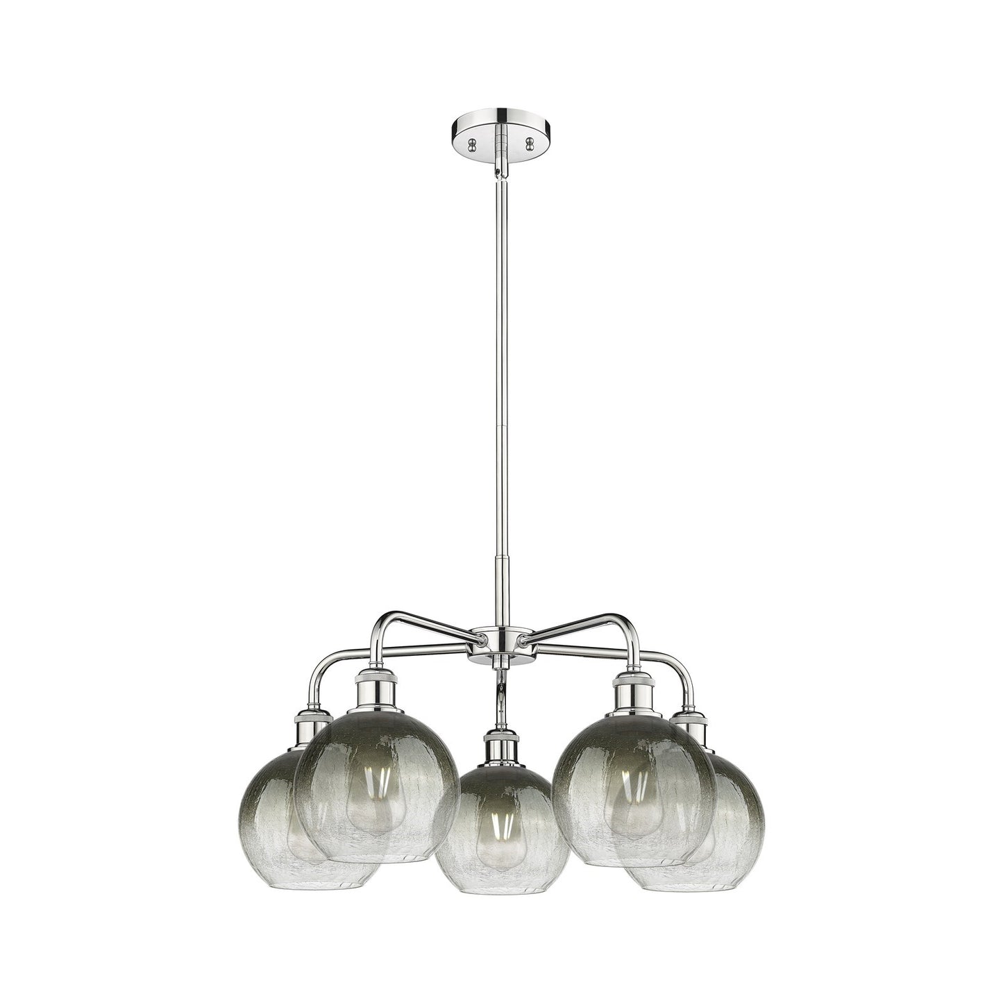 Innovations Brookhaven Globe 26in 5-Light Chandelier | Industrial Polished Chrome and Slate Glass | Dining Room & Living Room | Model 516-5CR-PC-G483-8SL