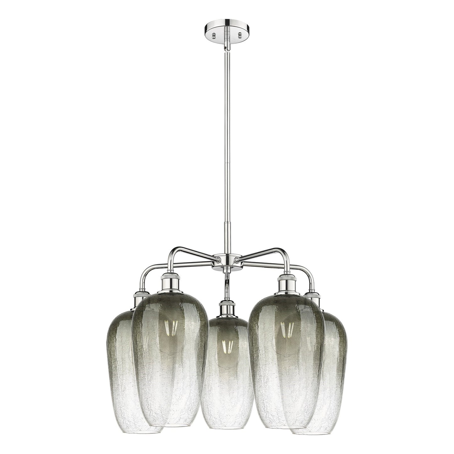 Innovations Brookhaven Flute 26in 5-Light Chandelier | Industrial Polished Chrome and Slate Glass | Living & Dining Room | Model 516-5CR-PC-G484-7SL