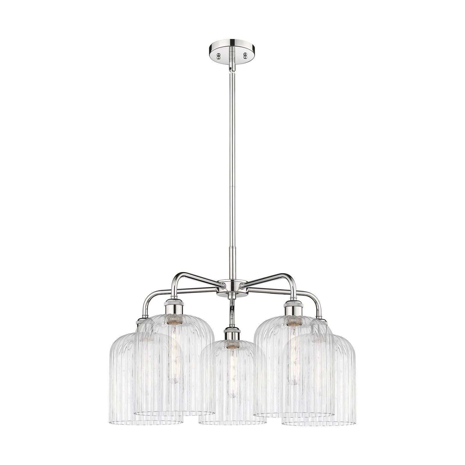 Innovations Bridal Veil 23in 5-Light Chandelier | Art Nouveau Polished Chrome Steel and Clear Ribbed Glass | Dining Room & | Model 516-5CR-PC-G559-8CL