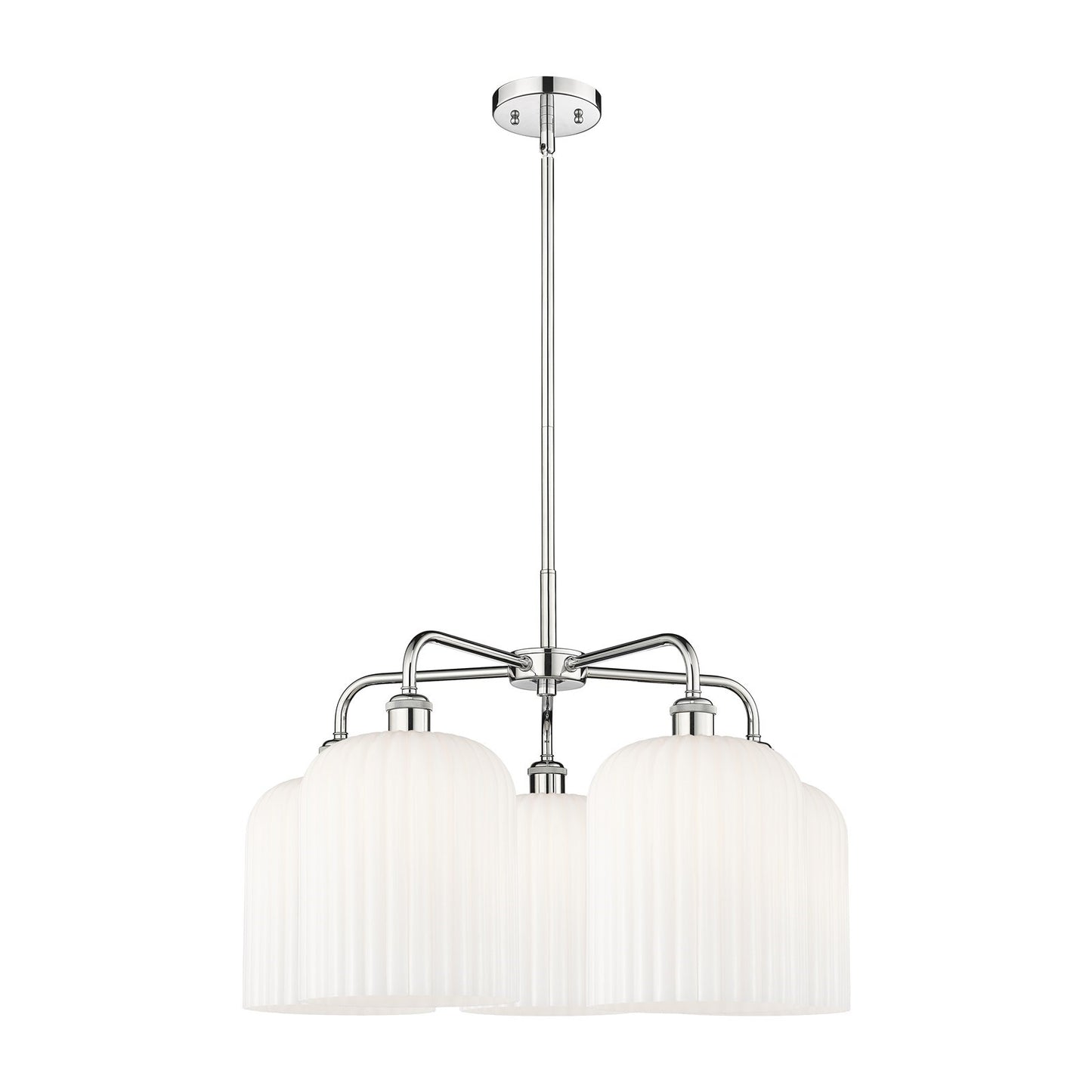 Innovations Bridal Veil 23in 5-Light Chandelier | Art Nouveau Polished Chrome and Gloss White Ribbed Glass | Dining Room & | Model 516-5CR-PC-G559-8GWH