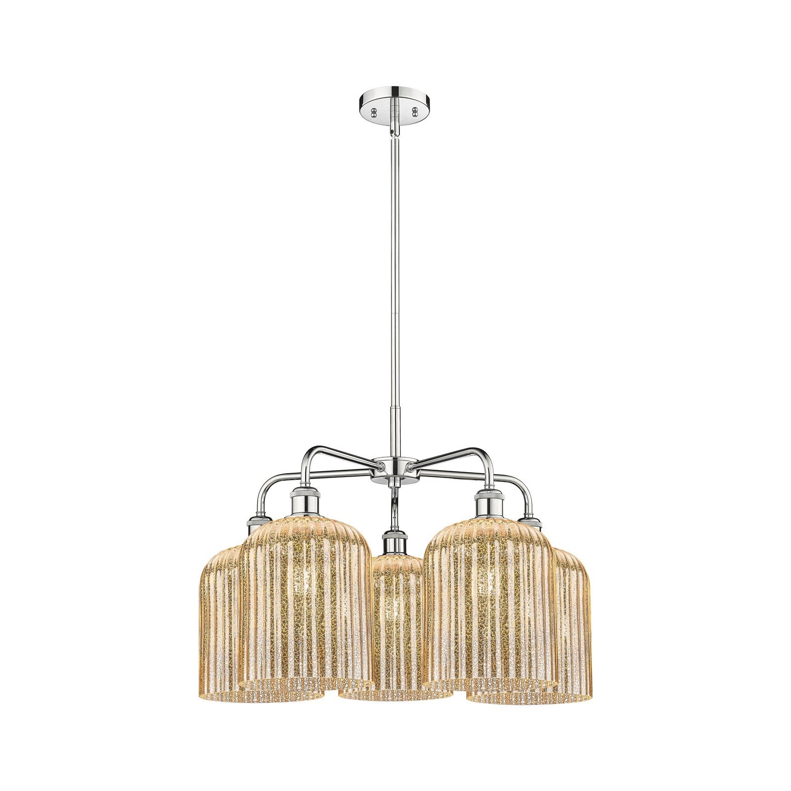 Innovations Bridal Veil 23in 5-Light Chandelier | Art Nouveau Polished Chrome and Mercury Ribbed Glass | Dining Room & Living | Model 516-5CR-PC-G559-8ME