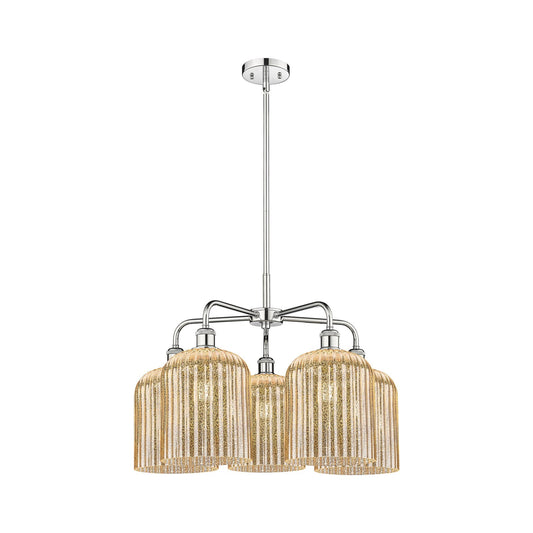 Innovations Bridal Veil 23in 5-Light Chandelier | Art Nouveau Polished Chrome and Mercury Ribbed Glass | Dining Room & Living | Model 516-5CR-PC-G559-8ME