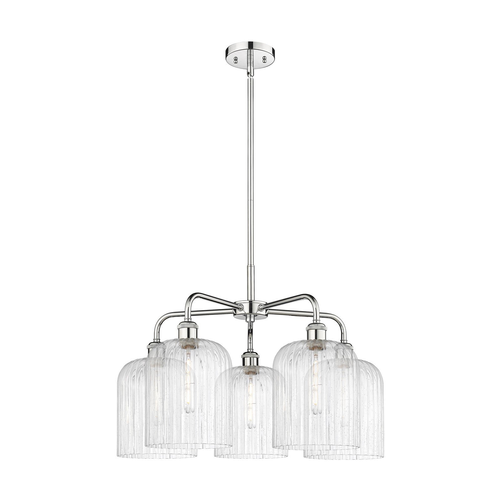 Innovations Bridal Veil 23in 5-Light Chandelier | Art Nouveau Polished Chrome and Seedy Ribbed Glass | Dining Room & Living | Model 516-5CR-PC-G559-8SDY