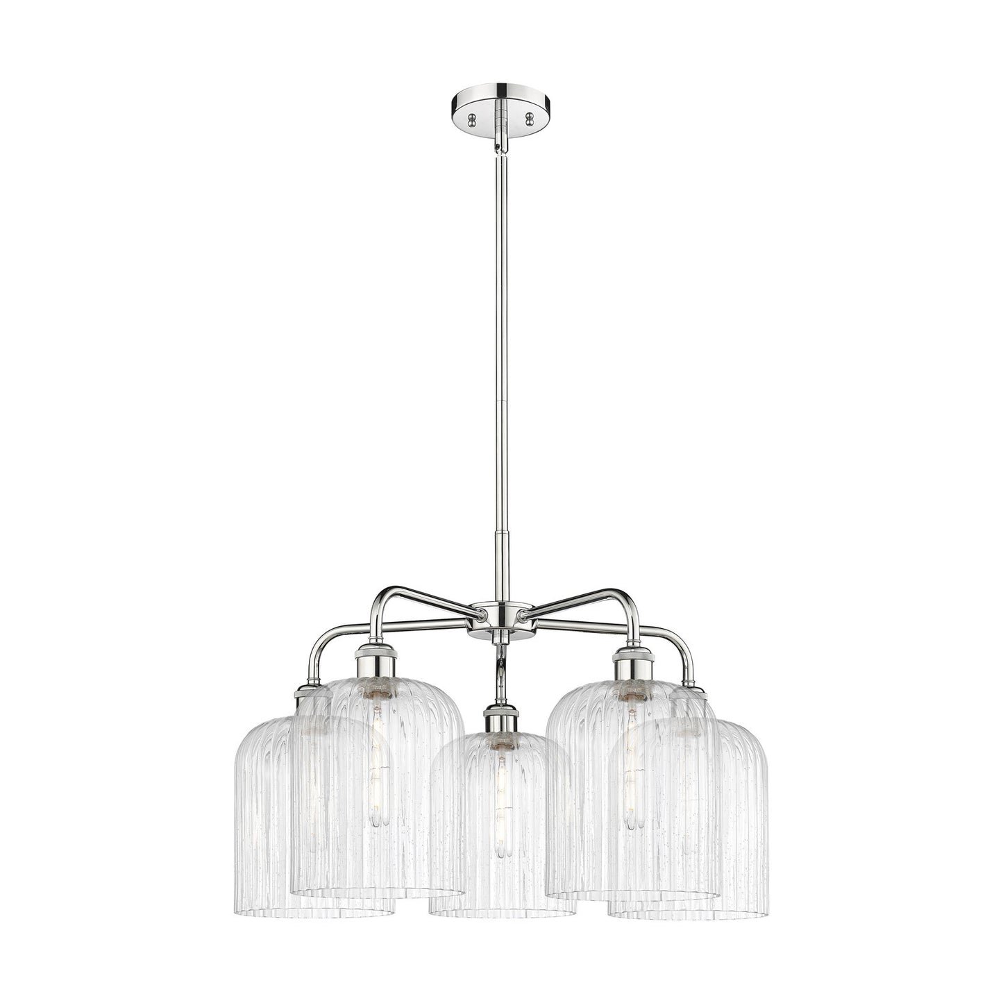 Innovations Bridal Veil 23in 5-Light Chandelier | Art Nouveau Polished Chrome and Seedy Ribbed Glass | Dining Room & Living | Model 516-5CR-PC-G559-8SDY
