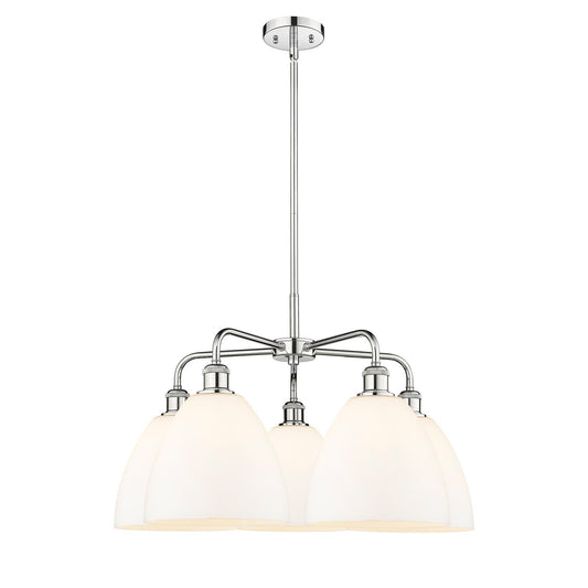 Innovations Bristol 27in 5-Light Chandelier | Industrial Polished Chrome Steel and Matte White Glass | Kitchen Island & Dining | Model 516-5CR-PC-GBD-91