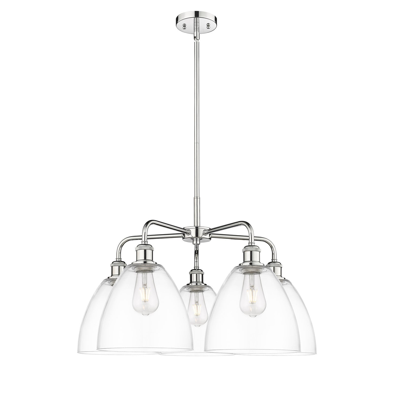 Innovations Bristol 27in 5-Light Chandelier | Industrial Polished Chrome Steel and Clear Glass | Dining Room & Kitchen Island | Model 516-5CR-PC-GBD-92