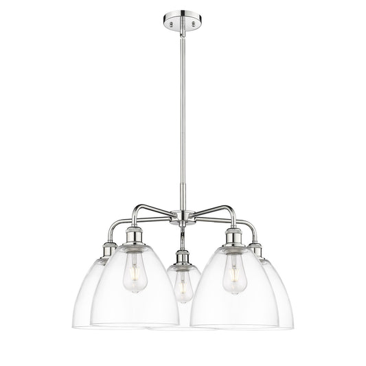 Innovations Bristol 27in 5-Light Chandelier | Industrial Polished Chrome Steel and Clear Glass | Dining Room & Kitchen Island | Model 516-5CR-PC-GBD-92