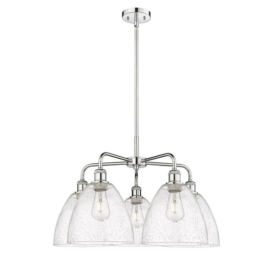 Innovations Bristol 27in 5-Light Chandelier | Industrial Polished Chrome and Seedy Glass | Dining Room & Living Room | 27 x 27 x | Model 516-5CR-PC-GBD-94