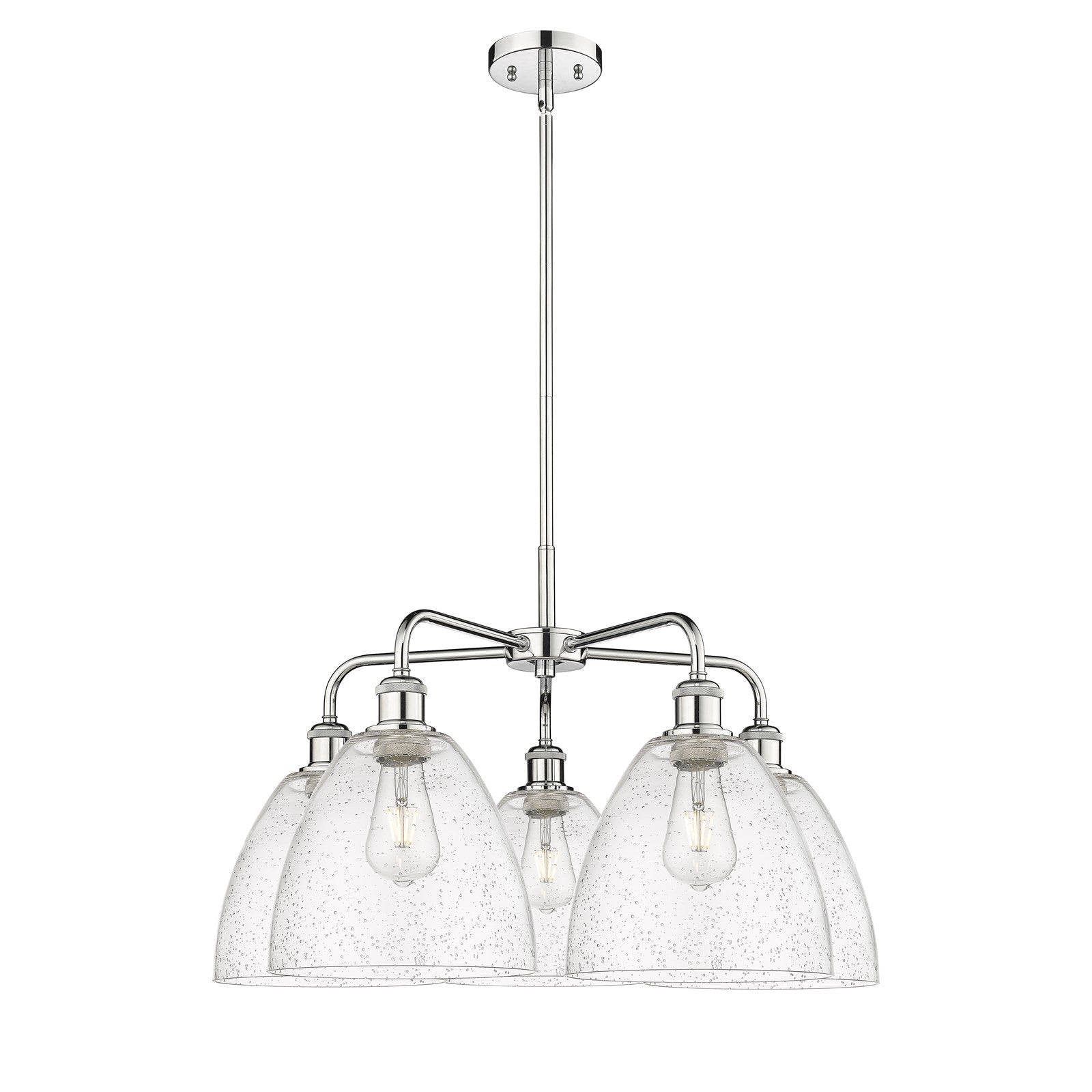 Innovations Bristol 27in 5-Light Chandelier | Industrial Polished Chrome and Seedy Glass | Dining Room & Living Room | 27 x 27 x | Model 516-5CR-PC-GBD-94