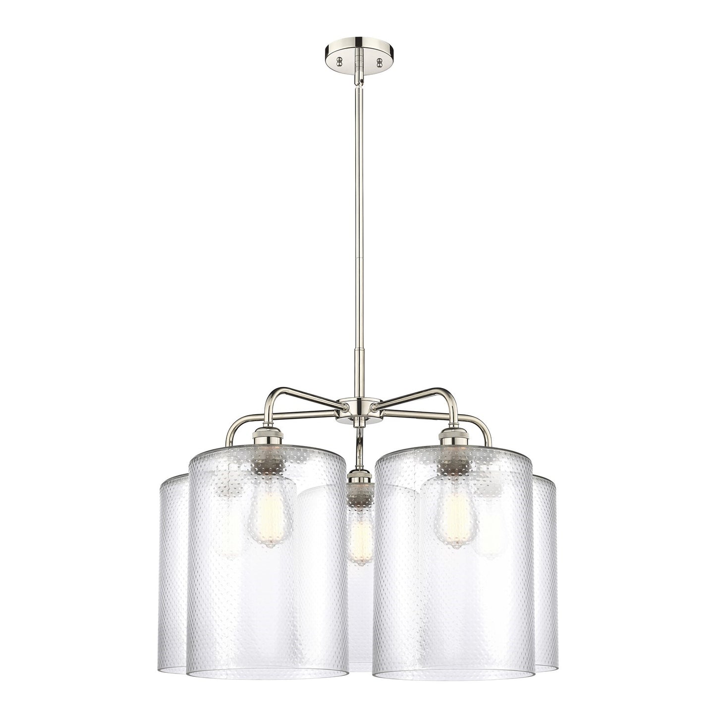 Innovations Cobbleskill 28in 5-Light Chandelier | Industrial Polished Nickel Steel and Clear Glass | Dining Room & Living Room | Model 516-5CR-PN-G112-L