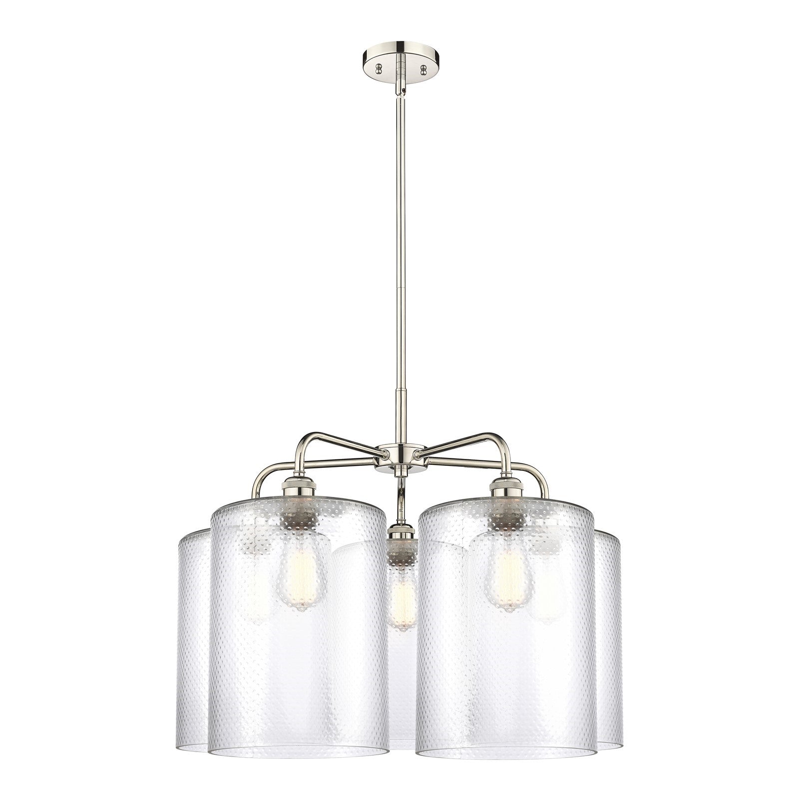 Innovations Cobbleskill 28in 5-Light Chandelier | Industrial Polished Nickel Steel and Clear Glass | Dining Room & Living Room | Model 516-5CR-PN-G112-L