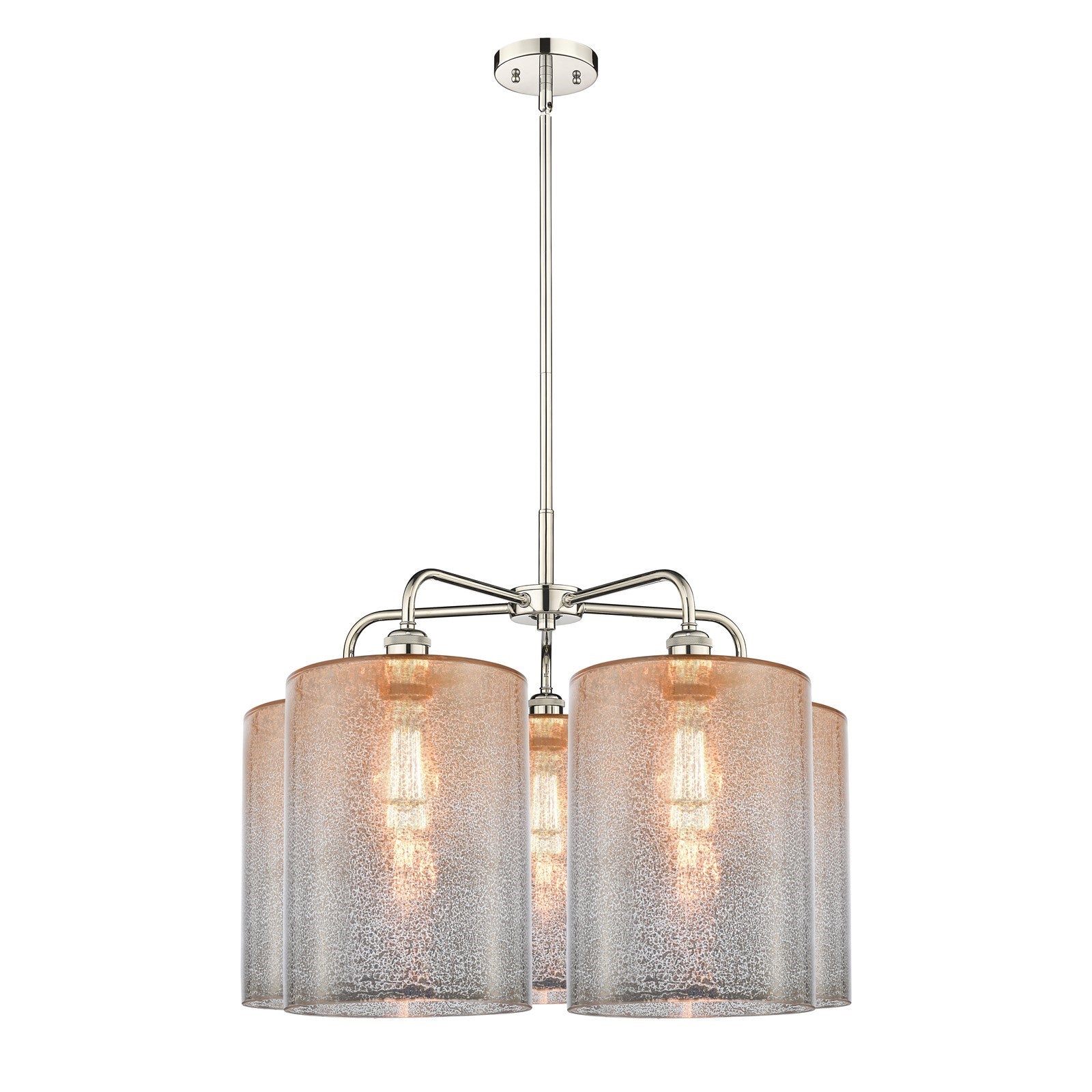 Innovations Cobbleskill 28in 5-Light Chandelier | Industrial Polished Nickel and Mercury Glass | Dining Room & Living Room | Model 516-5CR-PN-G116-L