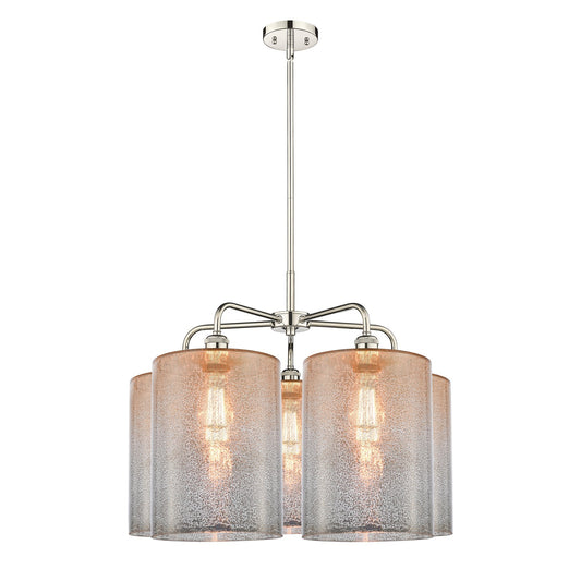 Innovations Cobbleskill 28in 5-Light Chandelier | Industrial Polished Nickel and Mercury Glass | Dining Room & Living Room | Model 516-5CR-PN-G116-L