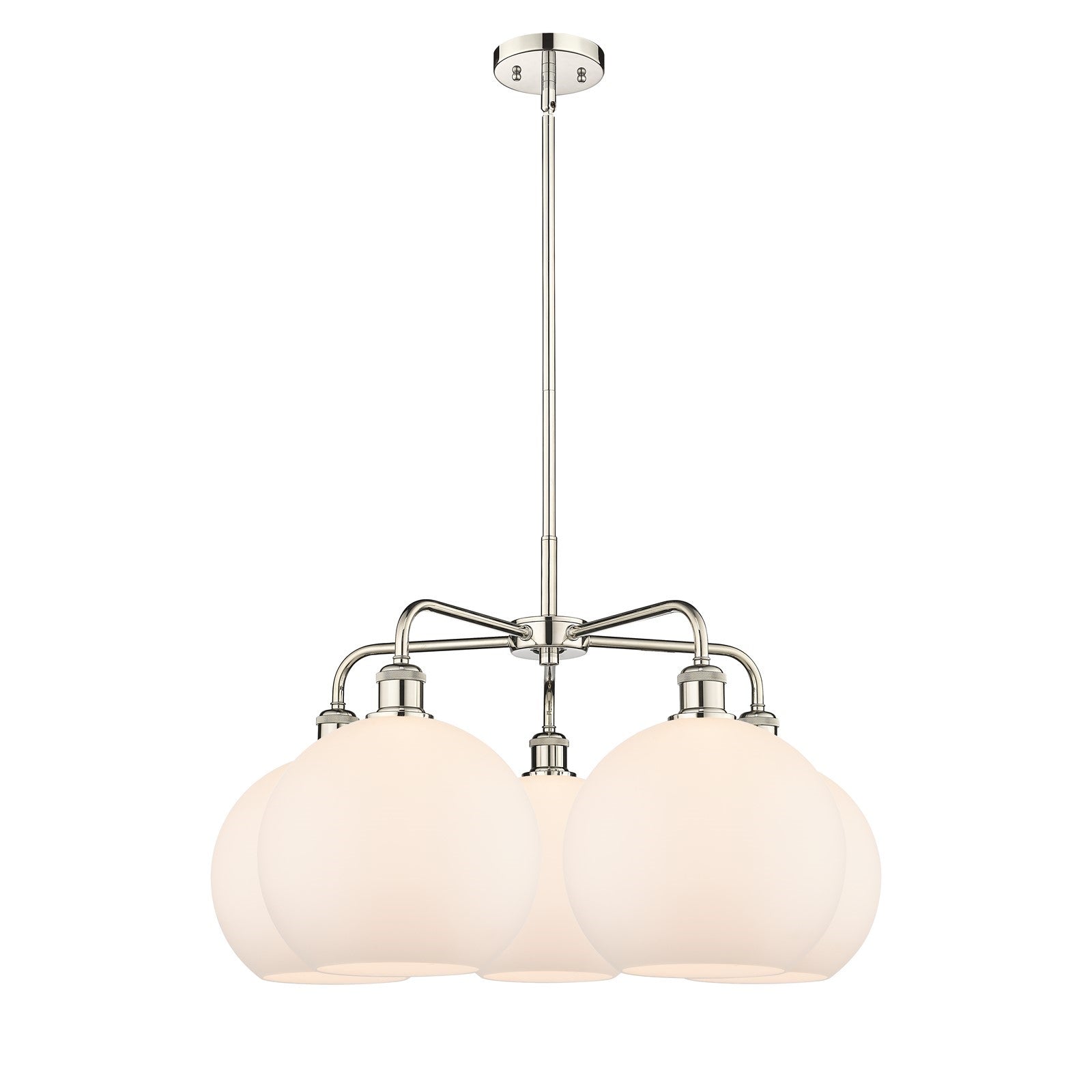 Innovations Athens 28in 5-Light Chandelier | Industrial Polished Nickel and Matte White Glass | Dining Room & Living Room | 28 | Model 516-5CR-PN-G121-10