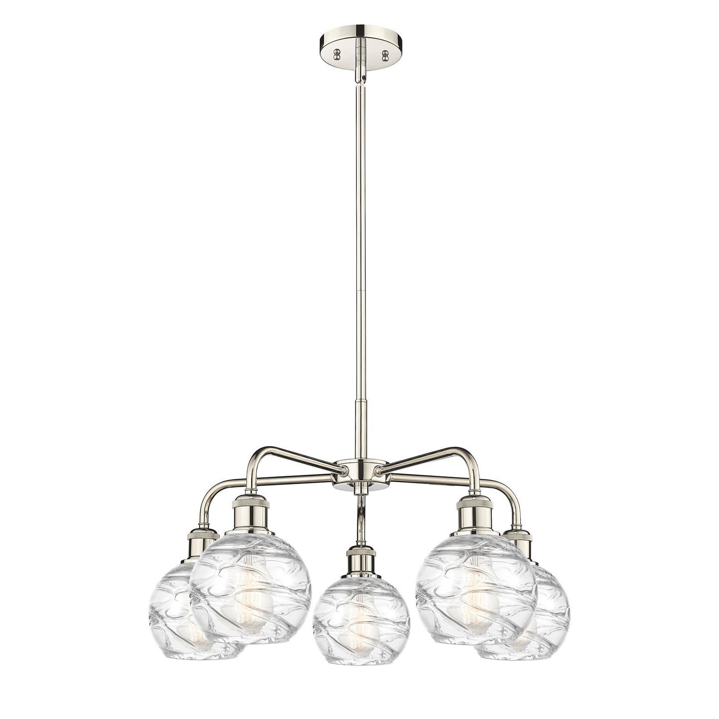 Innovations Athens Deco Swirl 24in 5-Light Chandelier | Industrial Polished Nickel and Clear Glass | Dining Room & Living | Model 516-5CR-PN-G1213-6CL