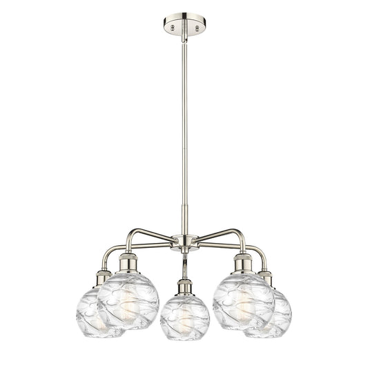 Innovations Athens Deco Swirl 24in 5-Light Chandelier | Industrial Polished Nickel and Clear Glass | Dining Room & Living | Model 516-5CR-PN-G1213-6CL