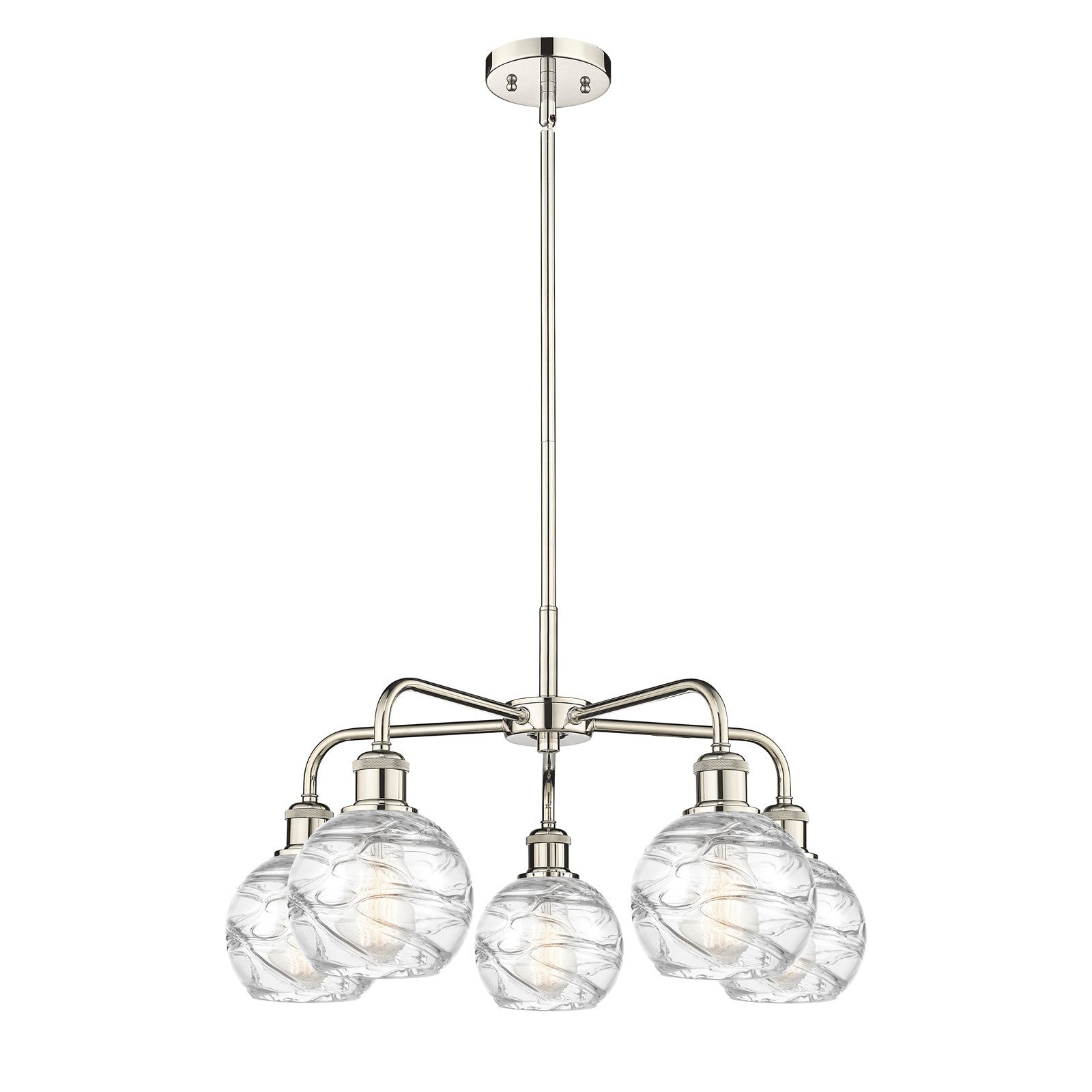 Innovations Athens Deco Swirl 24in 5-Light Chandelier | Industrial Polished Nickel and Clear Glass | Dining Room & Living | Model 516-5CR-PN-G1213-6CL