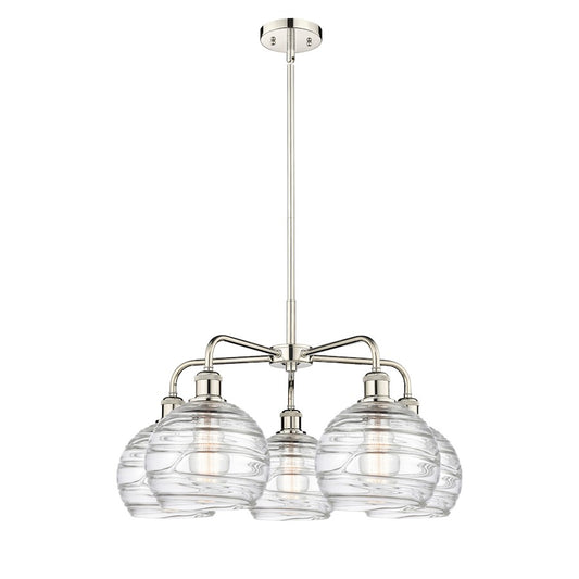 Innovations Athens Swirl 26in 5-Light Chandelier | Industrial Polished Nickel Steel and Clear Deco Swirl Glass | Dining Room & | Model 516-5CR-PN-G1213-8