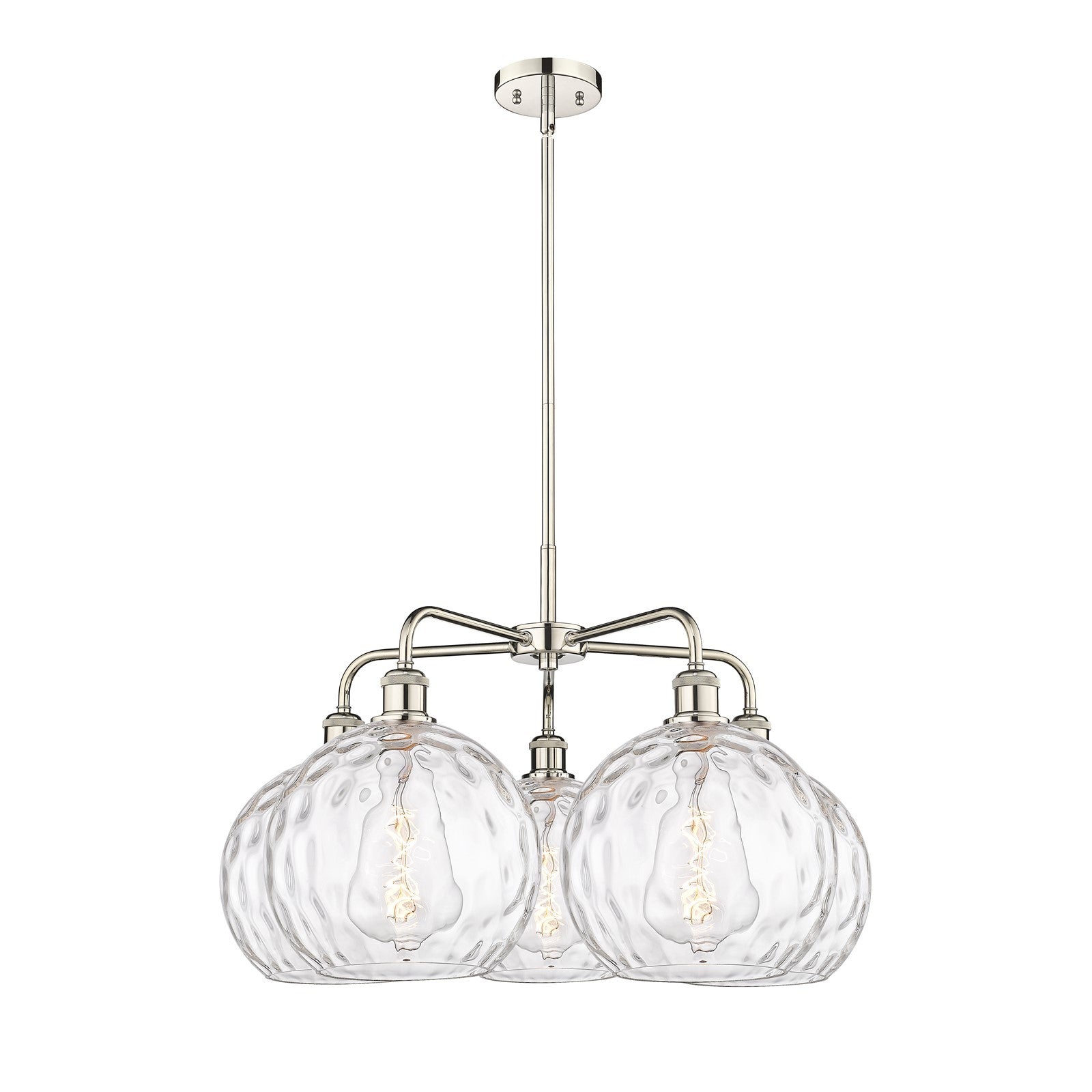 Innovations Athens Water Glass 28in 5-Light Chandelier | Industrial Polished Nickel and Clear Water Glass | Dining Room & | Model 516-5CR-PN-G1215-10