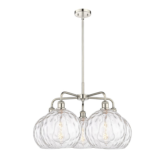 Innovations Athens Water Glass 28in 5-Light Chandelier | Industrial Polished Nickel and Clear Water Glass | Dining Room & | Model 516-5CR-PN-G1215-10