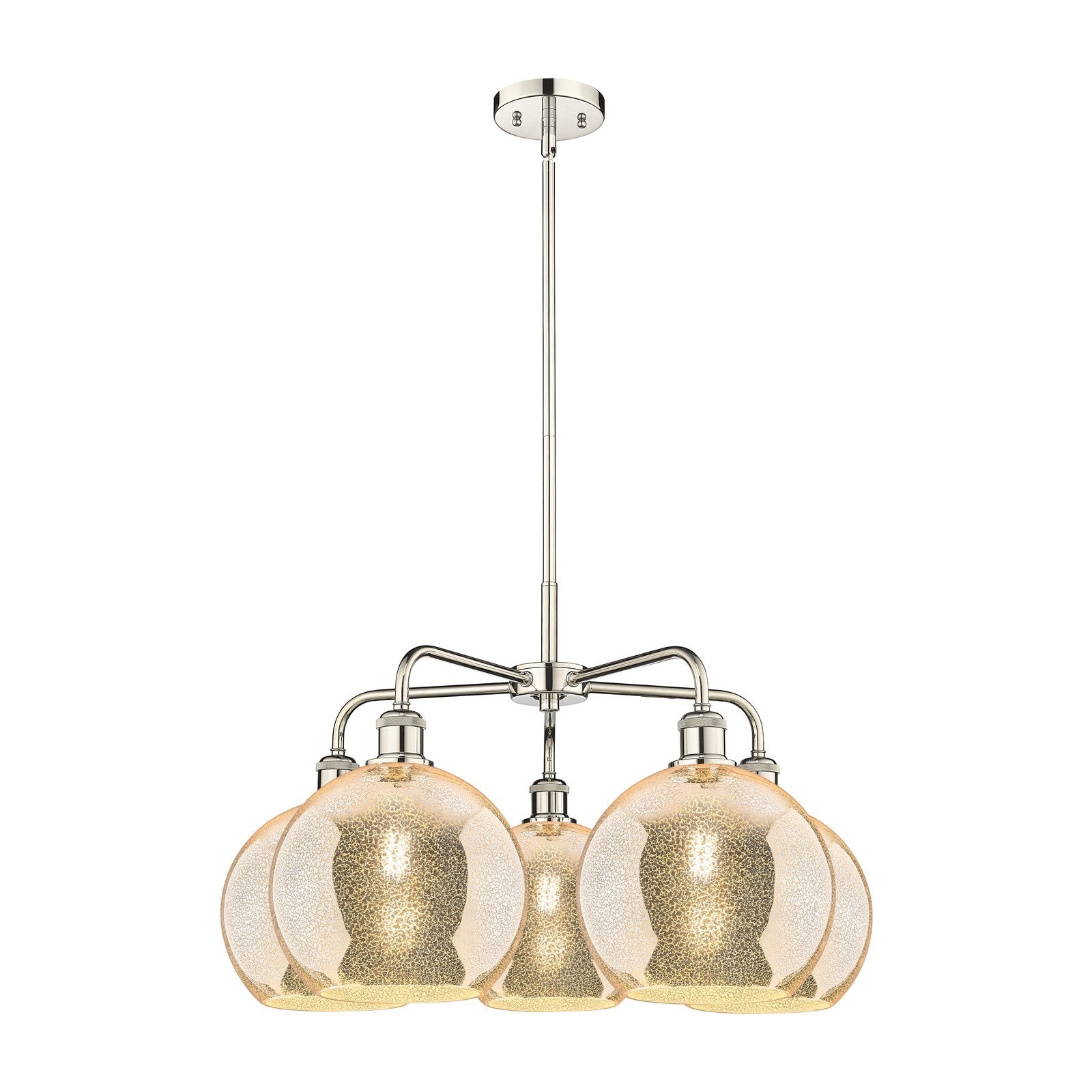 Innovations Athens 28in 5-Light Chandelier | Industrial Polished Nickel and Mercury Glass | Dining Room & Living Room | 28 x 28 | Model 516-5CR-PN-G128-10