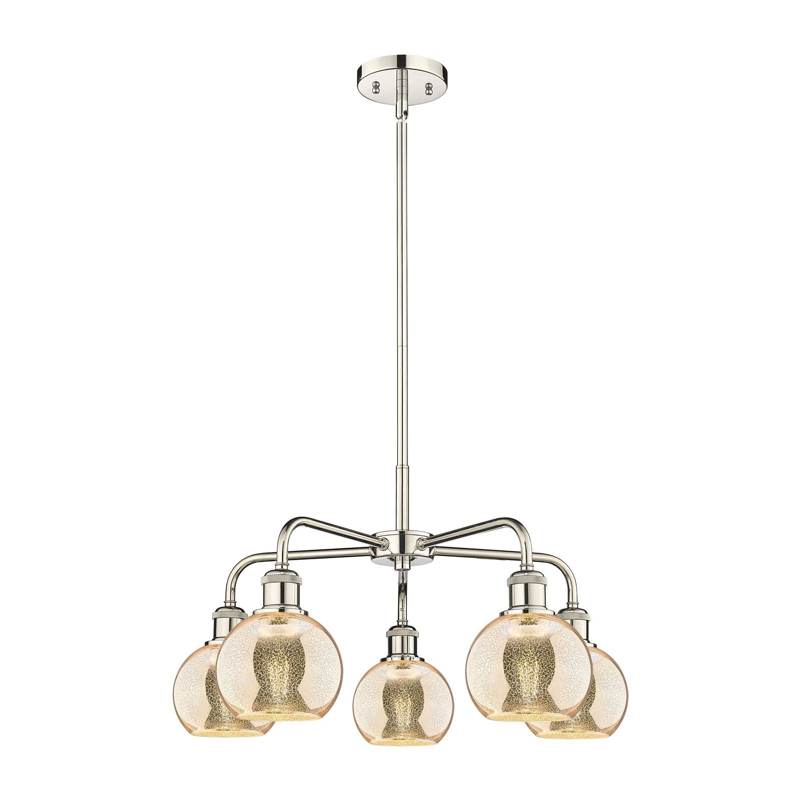 Innovations Athens 24in 5-Light Chandelier | Industrial Polished Nickel and Mercury Glass | Dining Room & Living Room | 23.88 x | Model 516-5CR-PN-G128-6