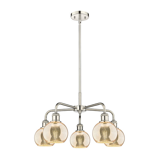 Innovations Athens 24in 5-Light Chandelier | Industrial Polished Nickel and Mercury Glass | Dining Room & Living Room | 23.88 x | Model 516-5CR-PN-G128-6