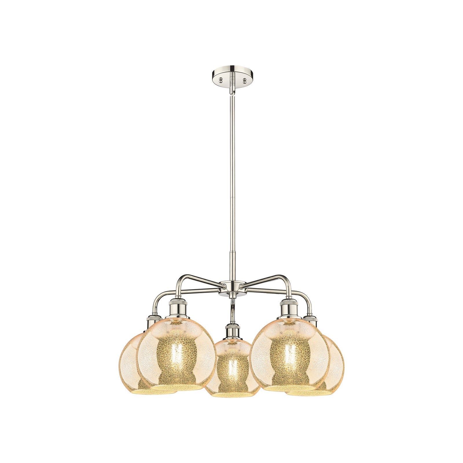 Innovations Athens 26in 5-Light Chandelier | Industrial Polished Nickel and Mercury Glass | Dining Room & Living Room | 26 x 26 | Model 516-5CR-PN-G128-8