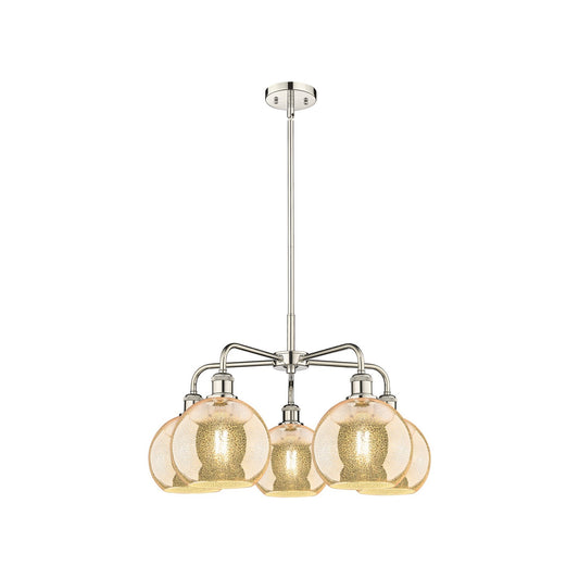 Innovations Athens 26in 5-Light Chandelier | Industrial Polished Nickel and Mercury Glass | Dining Room & Living Room | 26 x 26 | Model 516-5CR-PN-G128-8