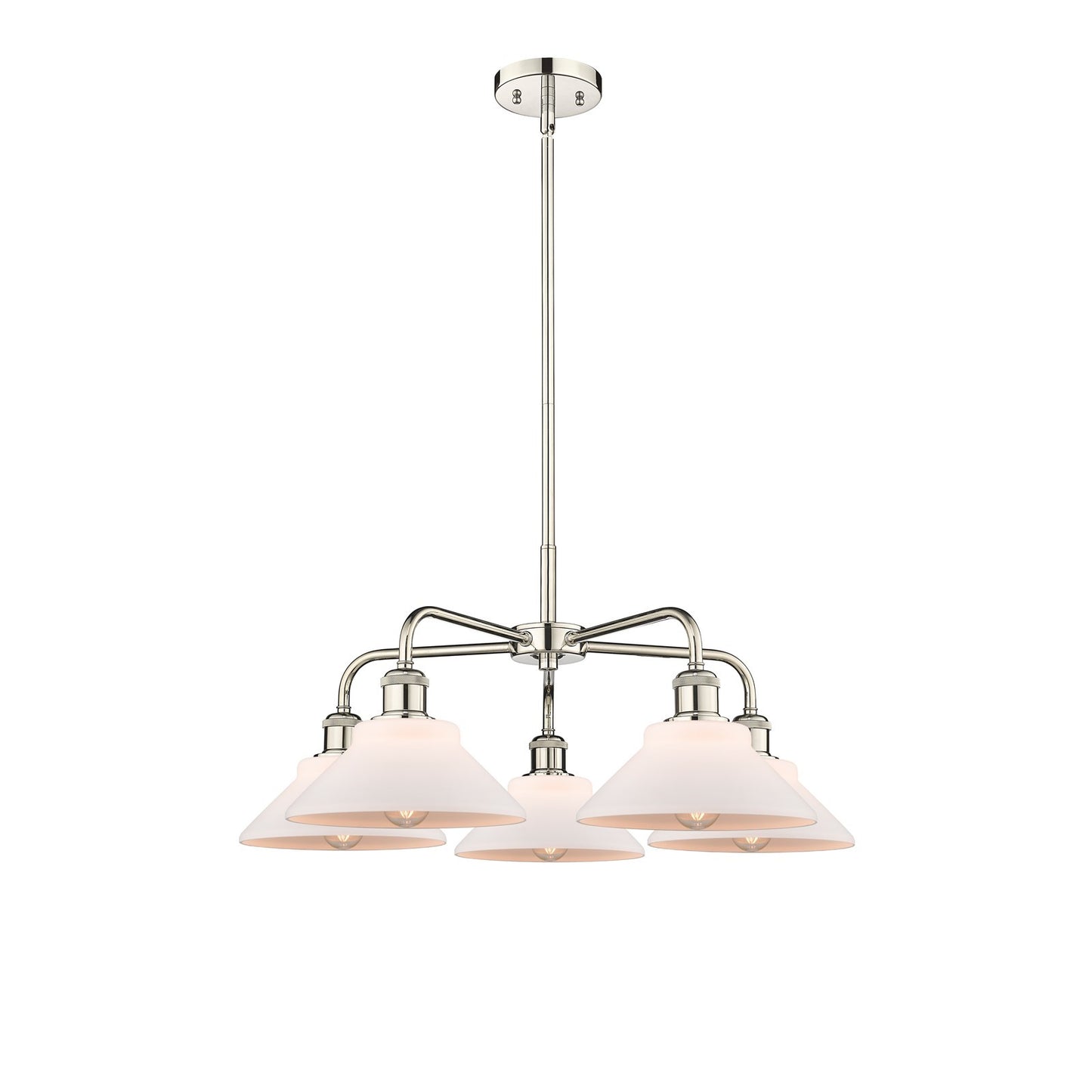 Innovations Orwell 26in 5-Light Chandelier | Industrial Polished Nickel and Matte White Glass | Kitchen Island & Dining Room | Model 516-5CR-PN-G131