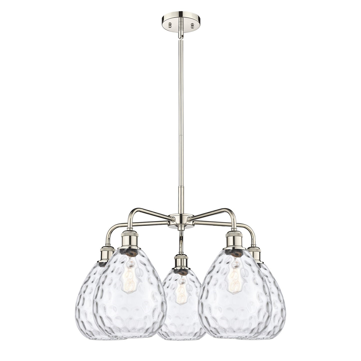 Innovations Waverly 26in 5-Light Chandelier | Industrial Polished Nickel and Clear Glass | Dining Room & Living Room | 26 x 26 x | Model 516-5CR-PN-G372