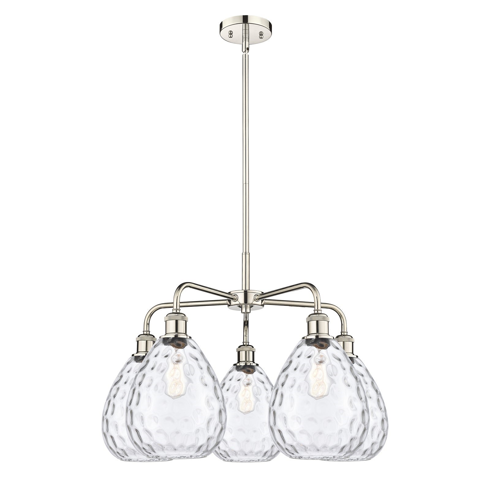 Innovations Waverly 26in 5-Light Chandelier | Industrial Polished Nickel and Clear Glass | Dining Room & Living Room | 26 x 26 x | Model 516-5CR-PN-G372