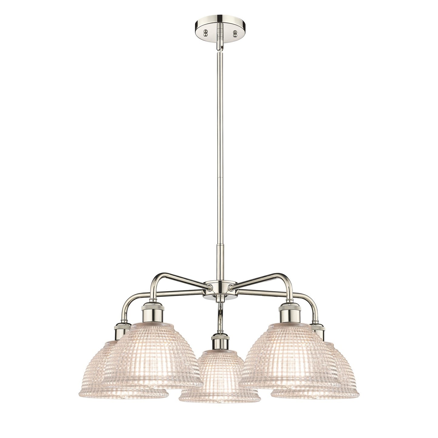 Innovations Arietta 26in 5-Light Chandelier | Industrial Polished Nickel and Clear Glass | Damp-Rated Dining Room & Living Room | Model 516-5CR-PN-G422