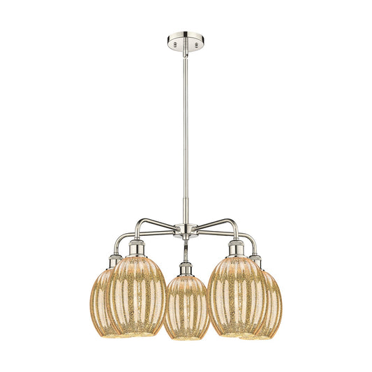 Innovations Preston Bulb 25in 5-Light Chandelier | Industrial Polished Nickel Steel and Mercury Glass | Dining Room & Living | Model 516-5CR-PN-G459-6ME