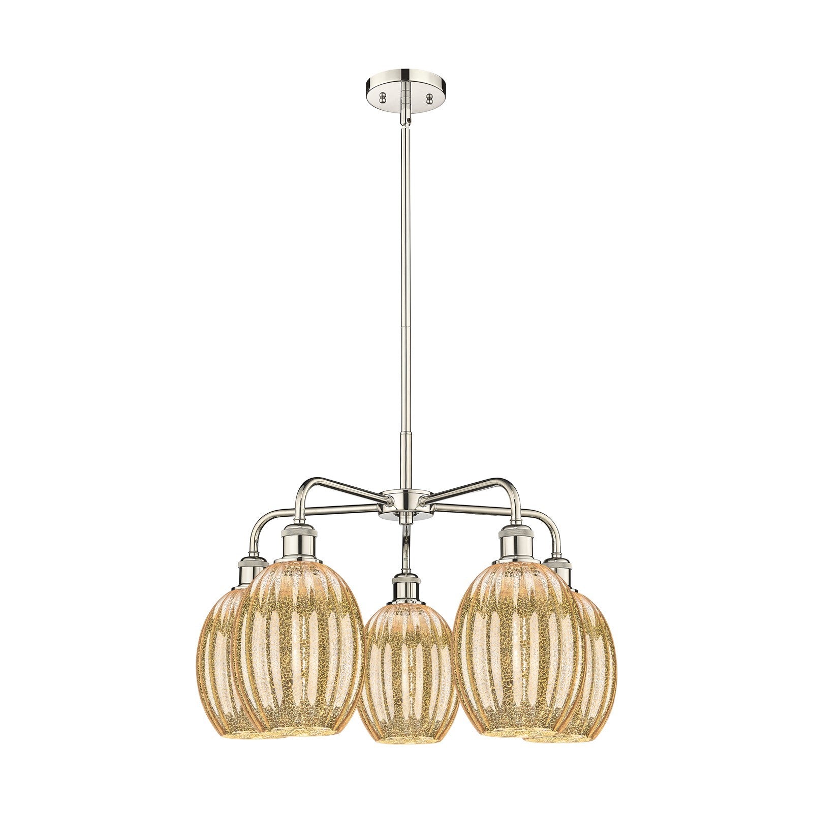 Innovations Preston Bulb 25in 5-Light Chandelier | Industrial Polished Nickel Steel and Mercury Glass | Dining Room & Living | Model 516-5CR-PN-G459-6ME