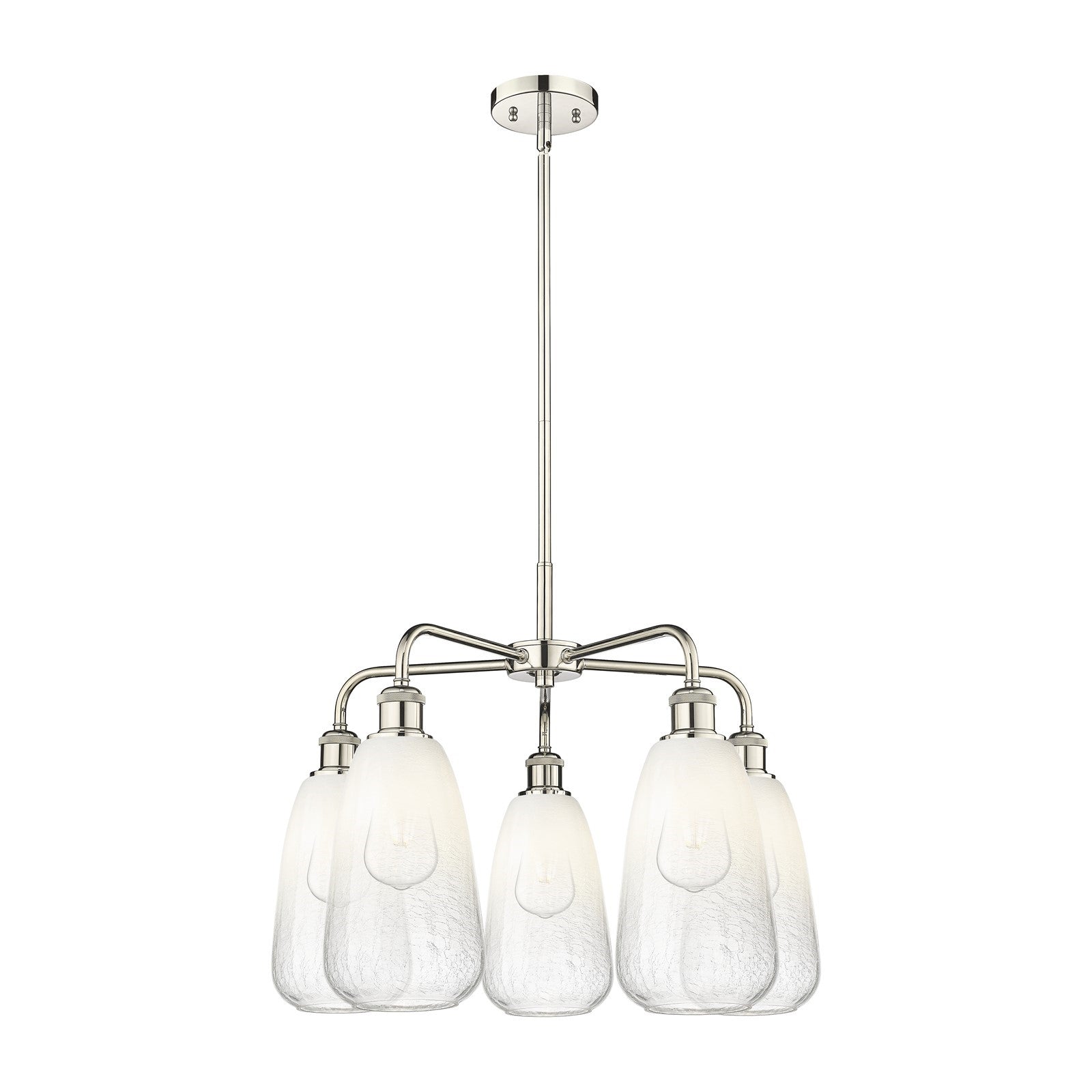 Innovations Brookhaven Almond 25in 5-Light Chandelier | Industrial Polished Nickel and Opal Glass | Dining Room & Living Room | Model 516-5CR-PN-G480-6OP