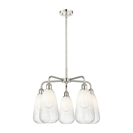 Innovations Brookhaven Almond 25in 5-Light Chandelier | Industrial Polished Nickel and Opal Glass | Dining Room & Living Room | Model 516-5CR-PN-G480-6OP
