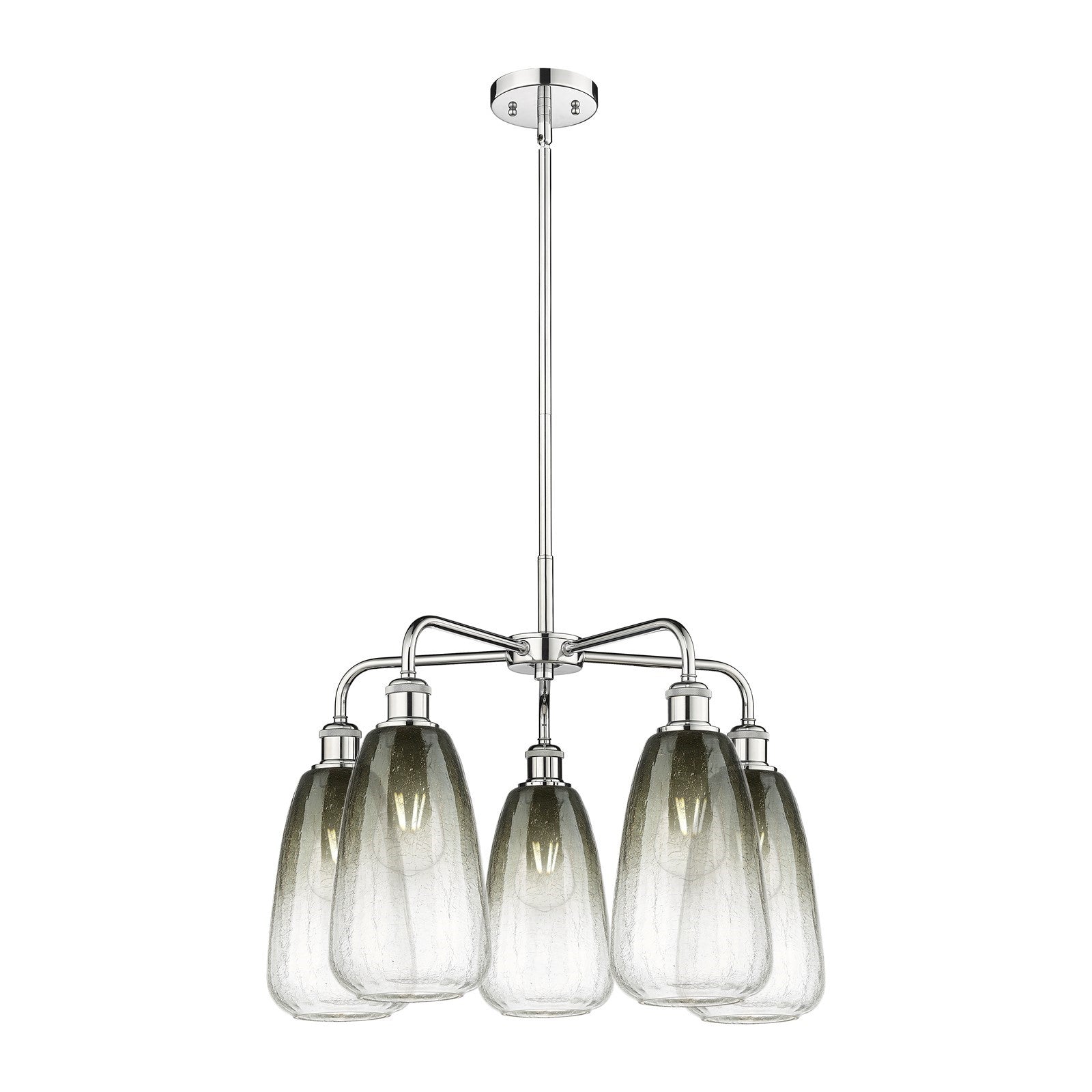 Innovations Brookhaven Almond 25in 5-Light Chandelier | Industrial Polished Nickel and Slate Glass | Dining Room & Living Room | Model 516-5CR-PN-G480-6SL